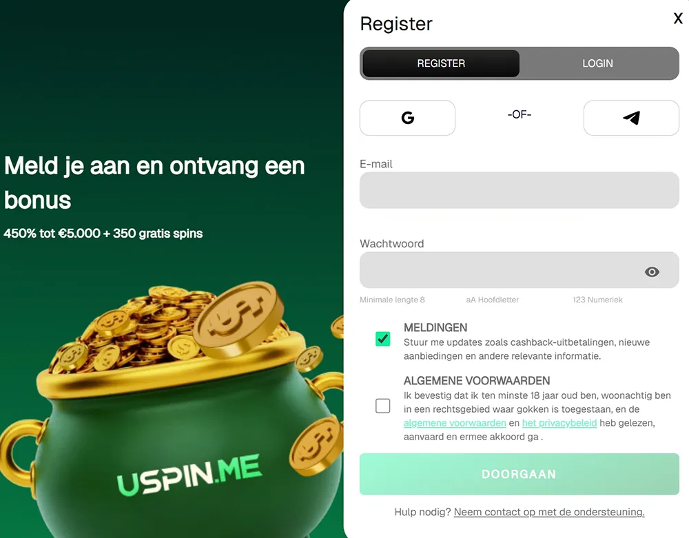 Uspin Casino Registratie en Account